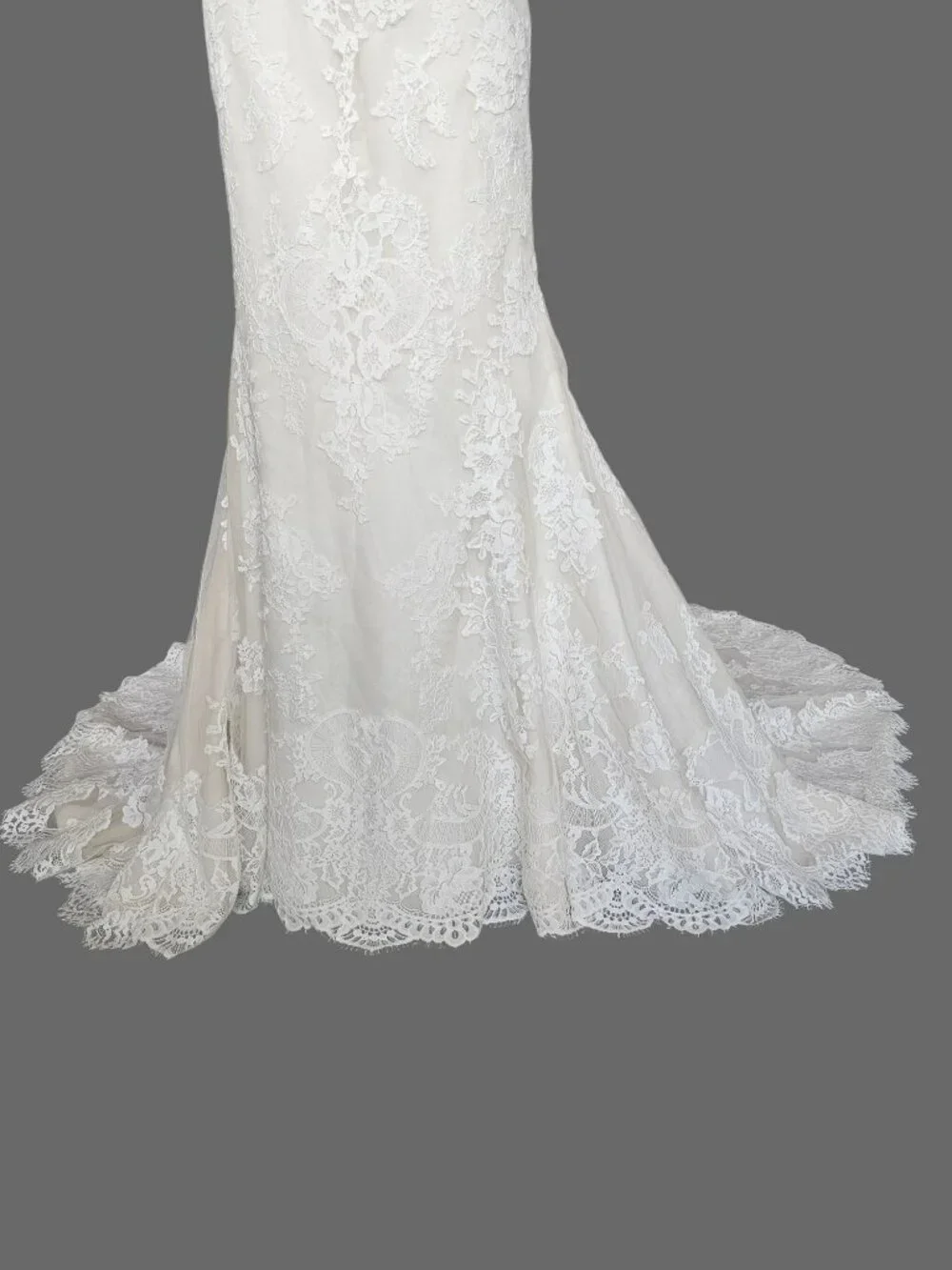 NEW Nude/Ivory Full Lace Racerback V-Neck Fit/Flare Wedding Gown - San Patrick - Picture 6 of 11